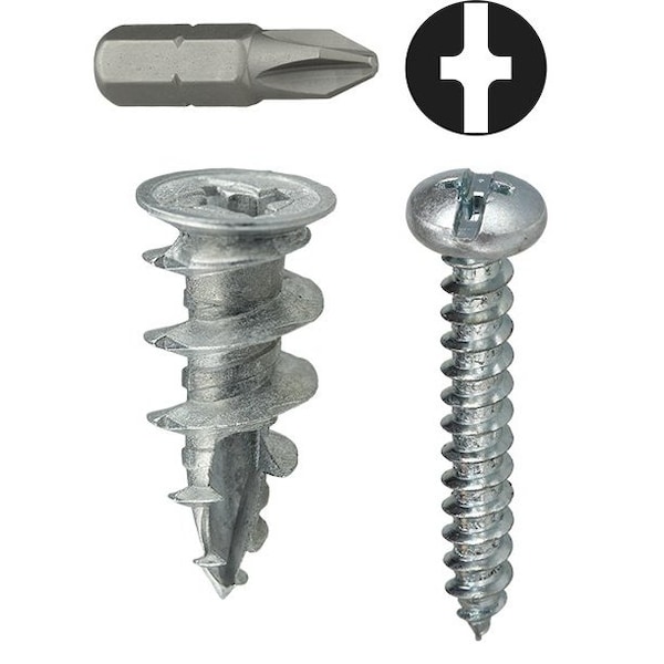 Screw Anchor, 1-1/2" L, Zamac Alloy